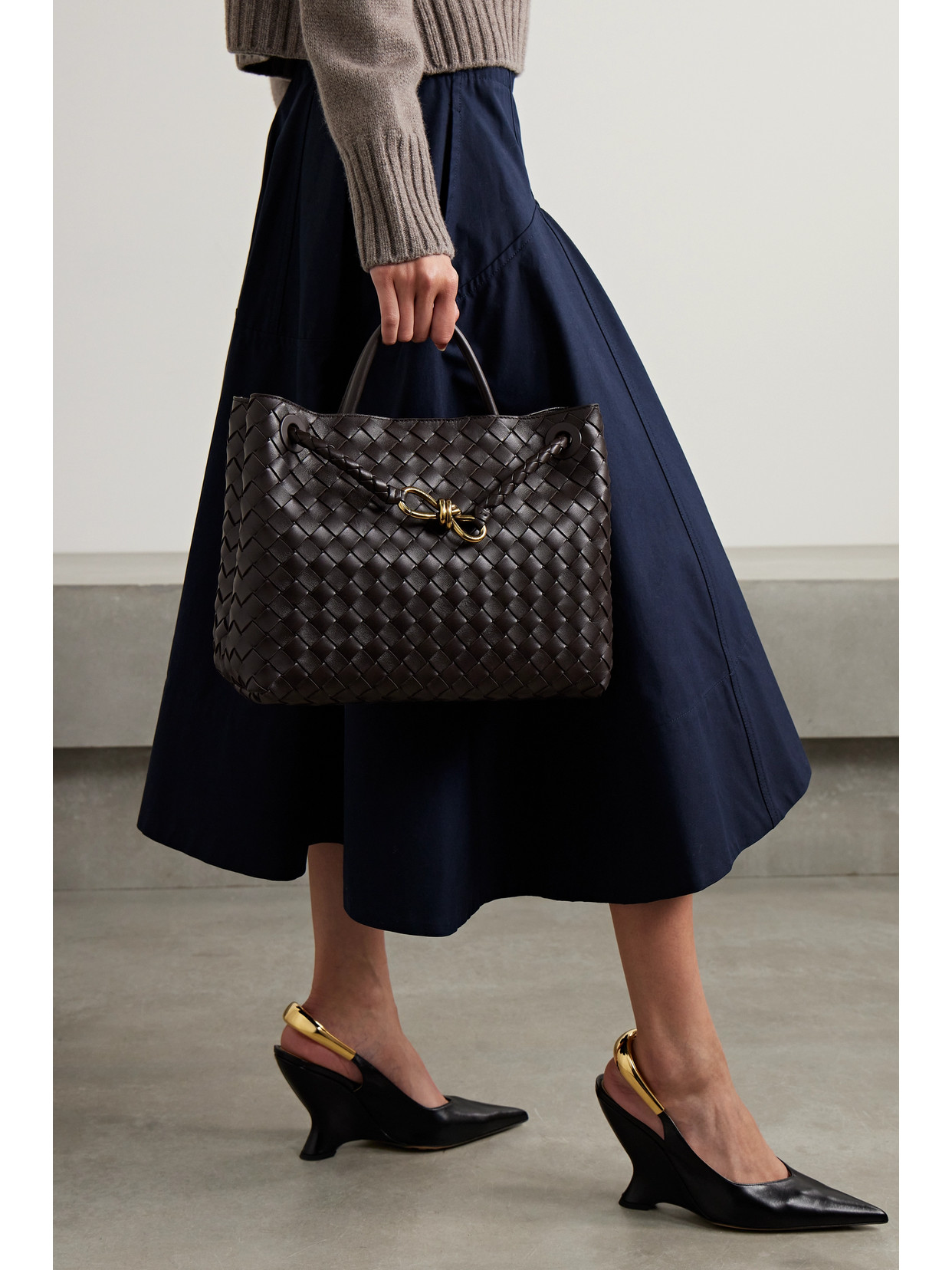 Andiamo Medium Intrecciato Leather Tote