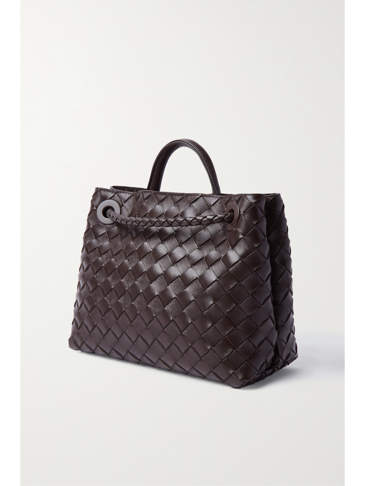 Bottega Veneta Andiamo Small Intrecciato Leather Tote In Brown