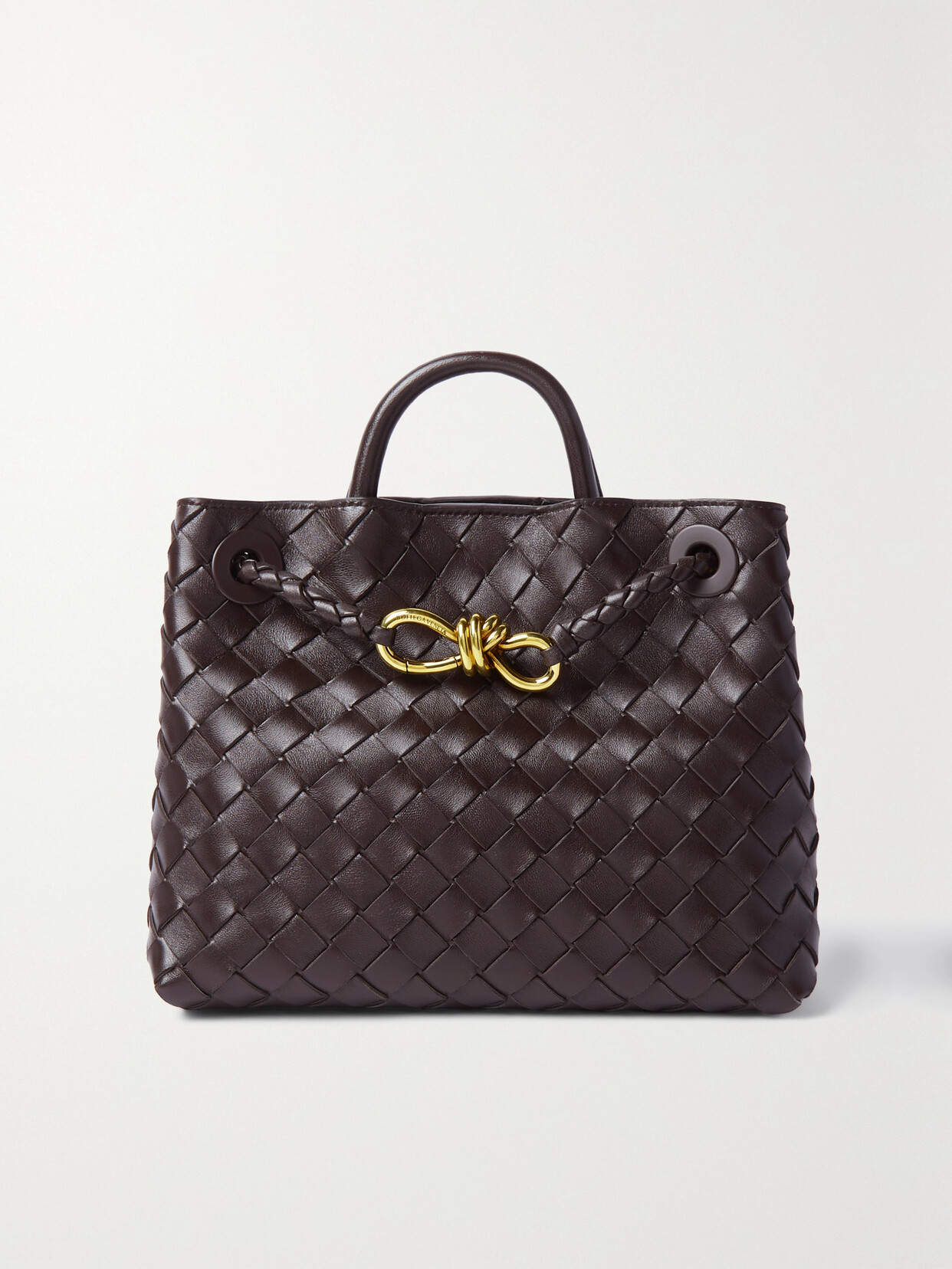 Bottega Veneta Andiamo Small Intrecciato Leather Tote In Brown