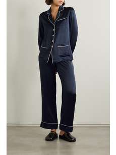 OLIVIA VON HALLE Coco silk-satin pajama set | NET-A-PORTER