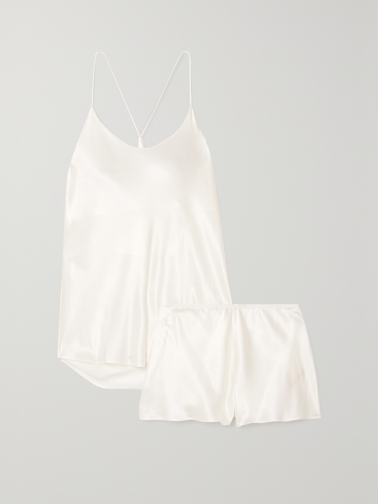 Olivia Von Halle Bella Ivory Silk Satin Camisole Set In Ivory