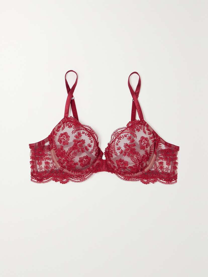 I.D. Sarrieri + Net Sustain Tuscan Holiday Satin-trimmed Embroidered Tulle Underwired Bra