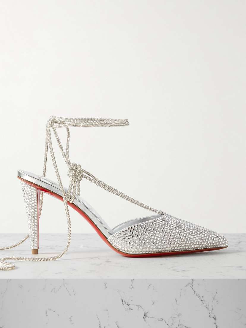 Christian Louboutin Astrid Crystal-embellished Metallic Leather Pumps