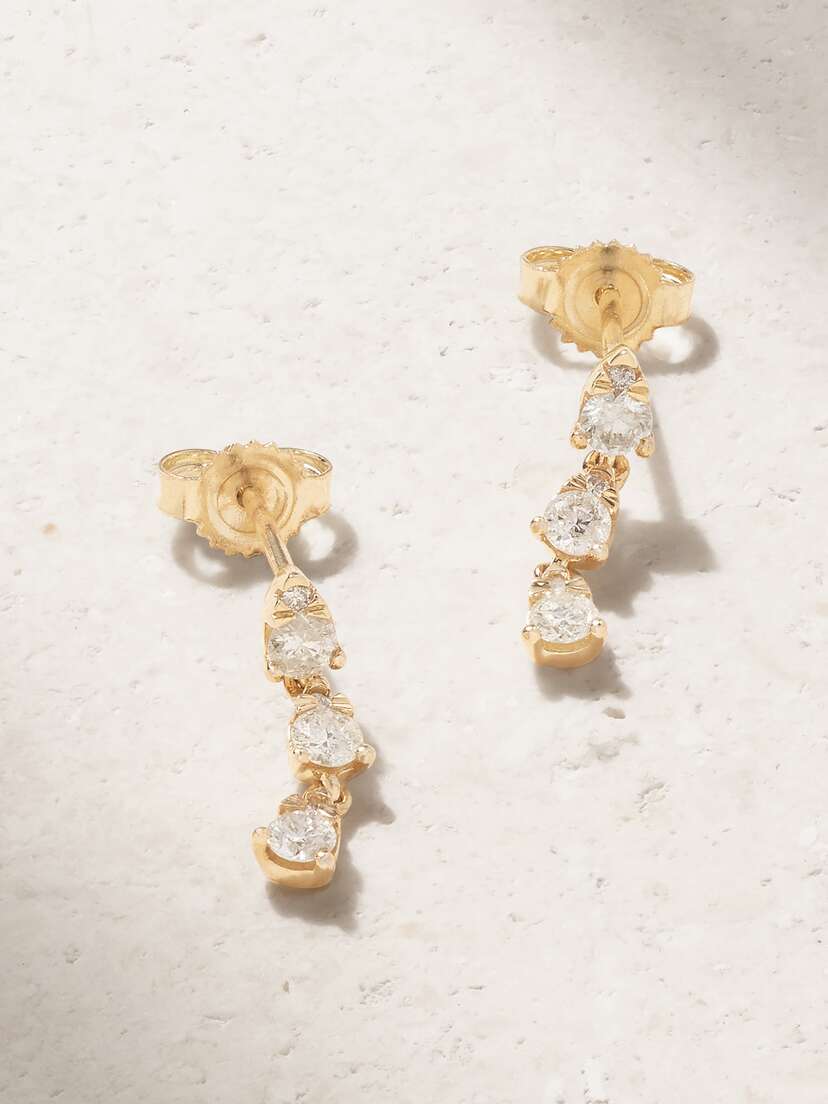 STONE AND STRAND 10-karat Gold Diamond Earrings