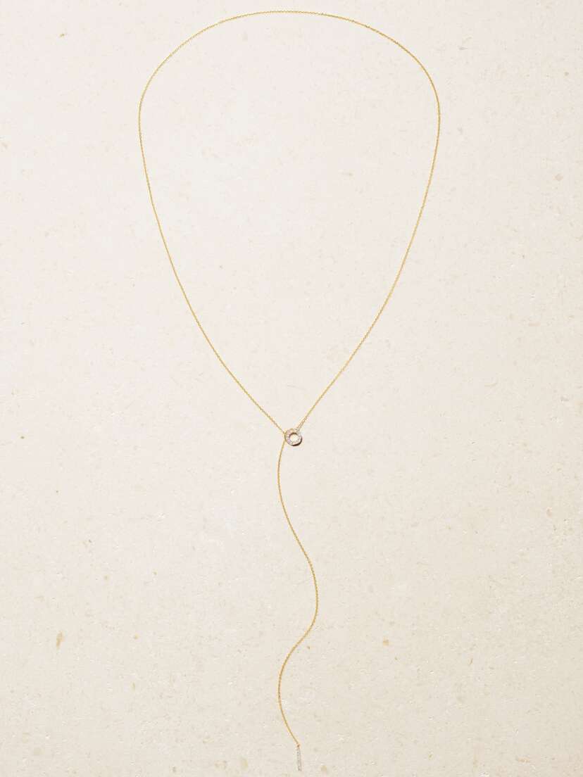 STONE AND STRAND Open Circle 14-karat Gold Diamond Necklace