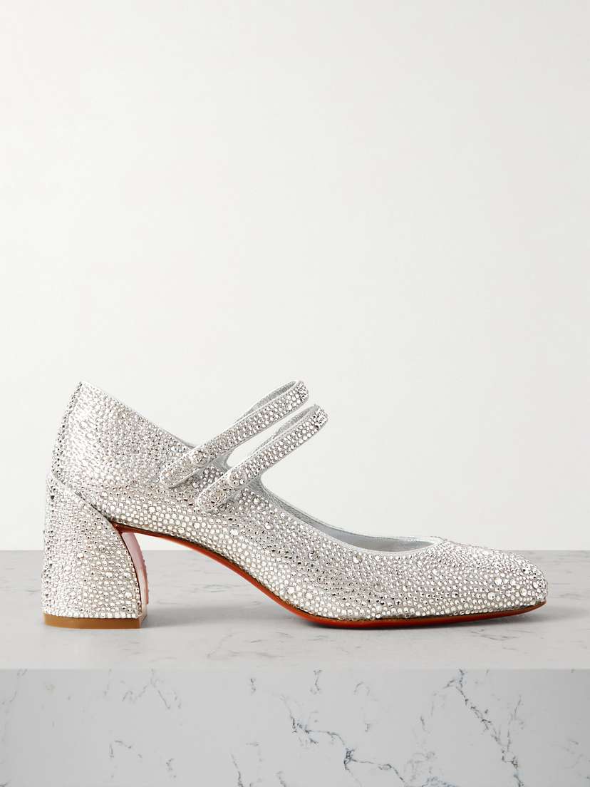 Christian Louboutin Miss Jane Strass 55 Crystal-embellished Suede Pumps