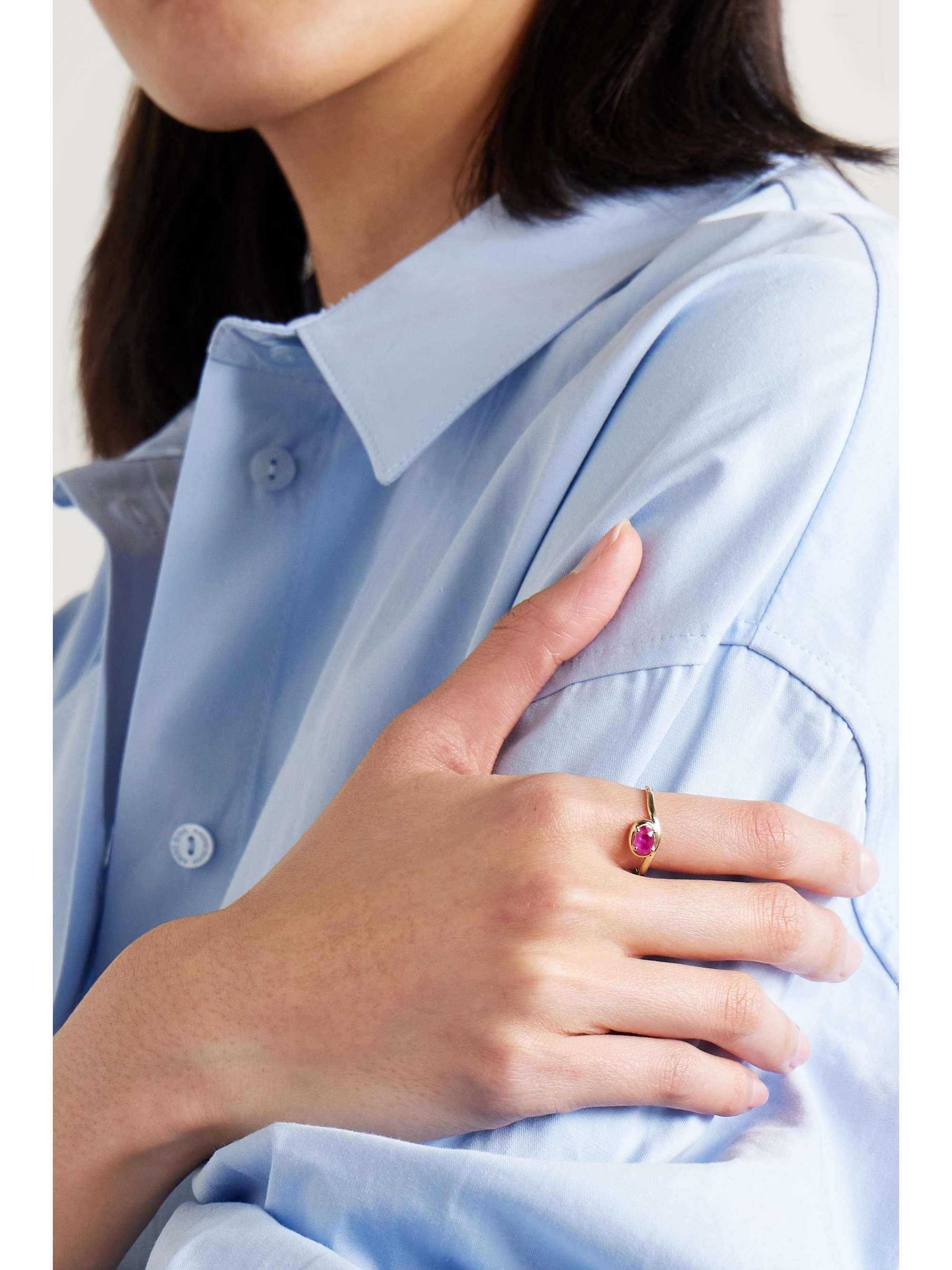 STONE AND STRAND Bonbon Merge 10karat gold ruby ring NETAPORTER