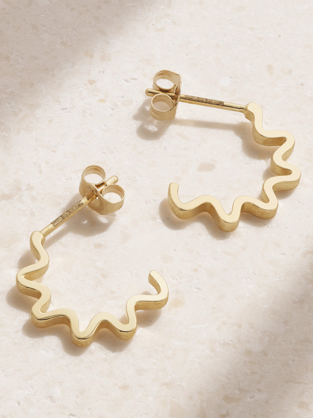 Shop Stone And Strand Zig Zag 10-karat Gold Earrings