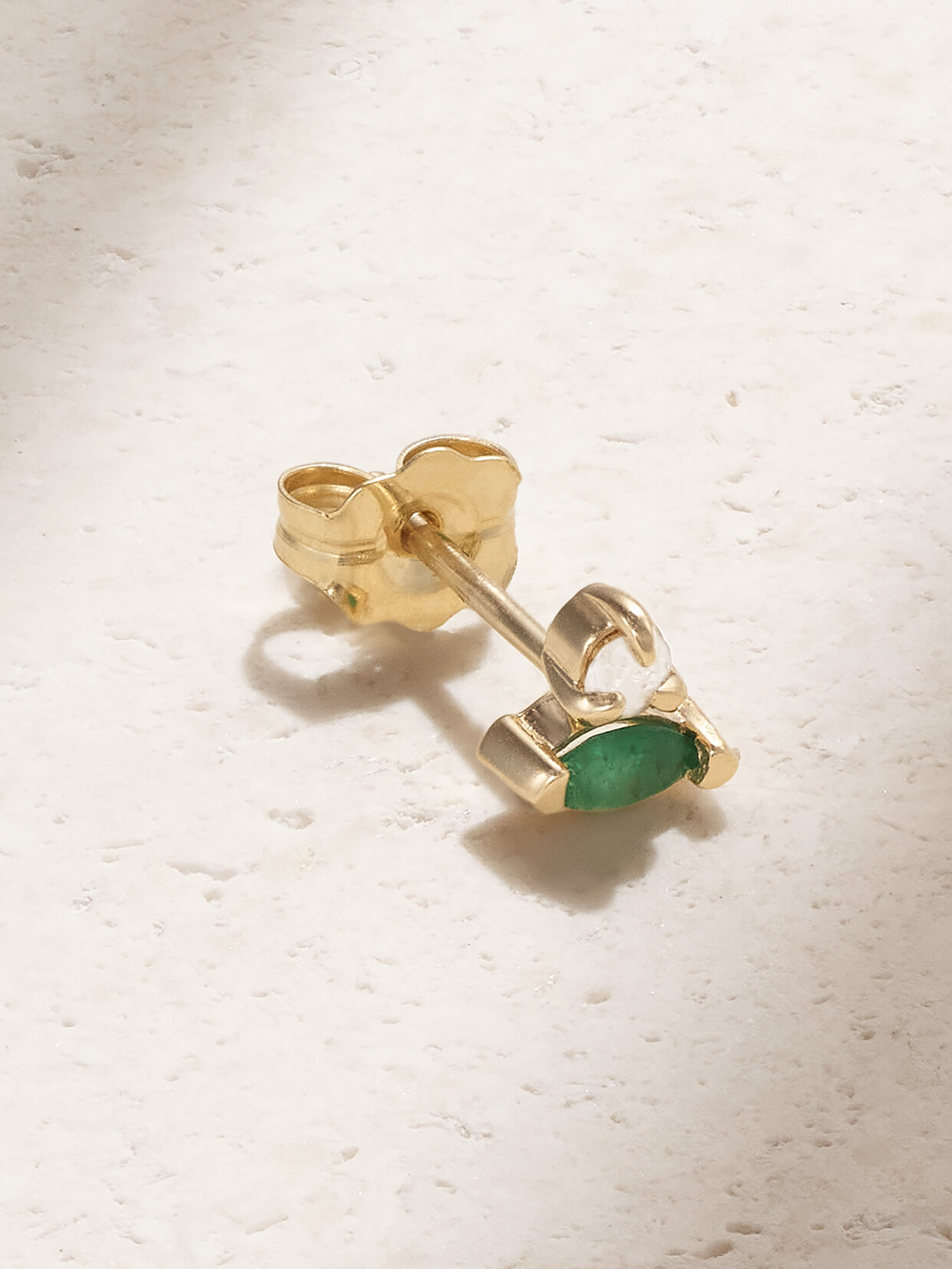 Stone And Strand 10-karat Gold, Emerald And Diamond Single Earring