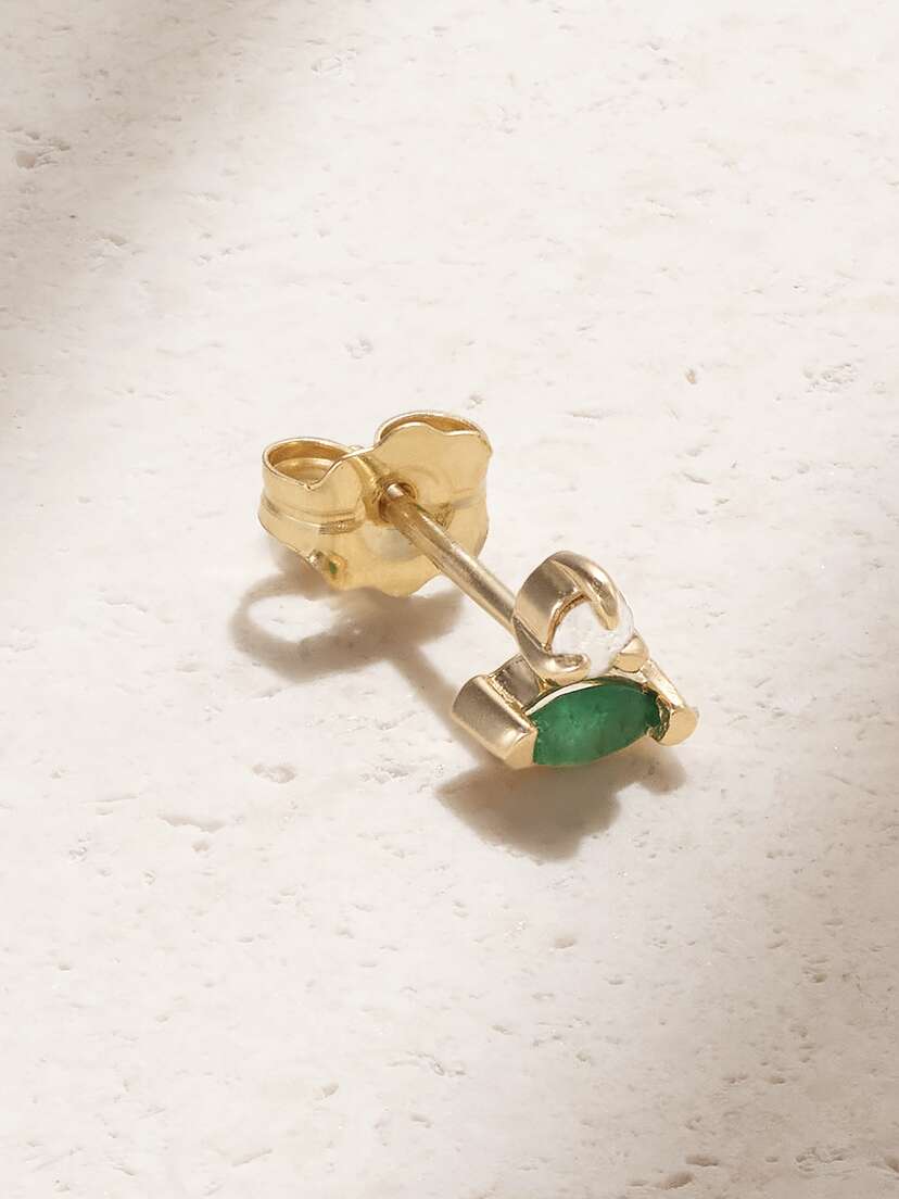 STONE AND STRAND 10-karat Gold, Emerald And Diamond Single Earring