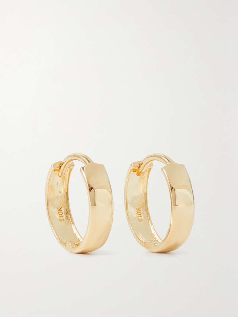 STONE AND STRAND Bold 10-karat Gold Hoop Earrings