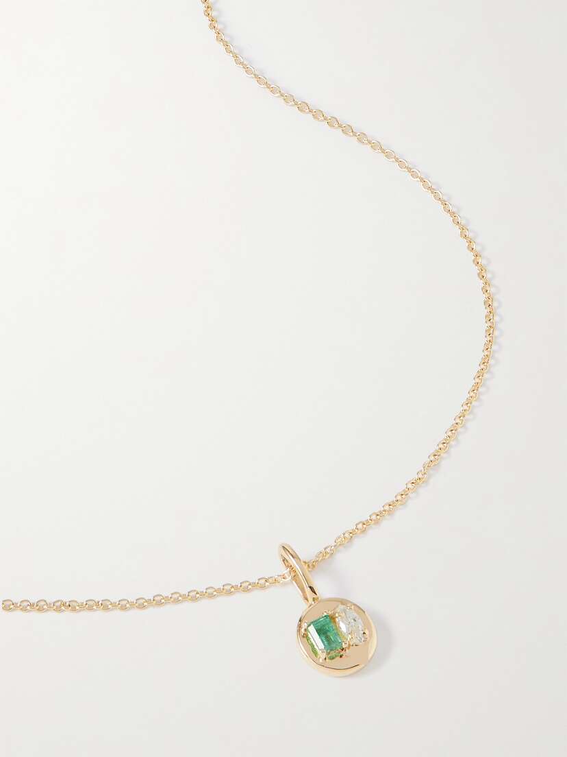 STONE AND STRAND 10-karat Gold Emerald And Diamond Necklace