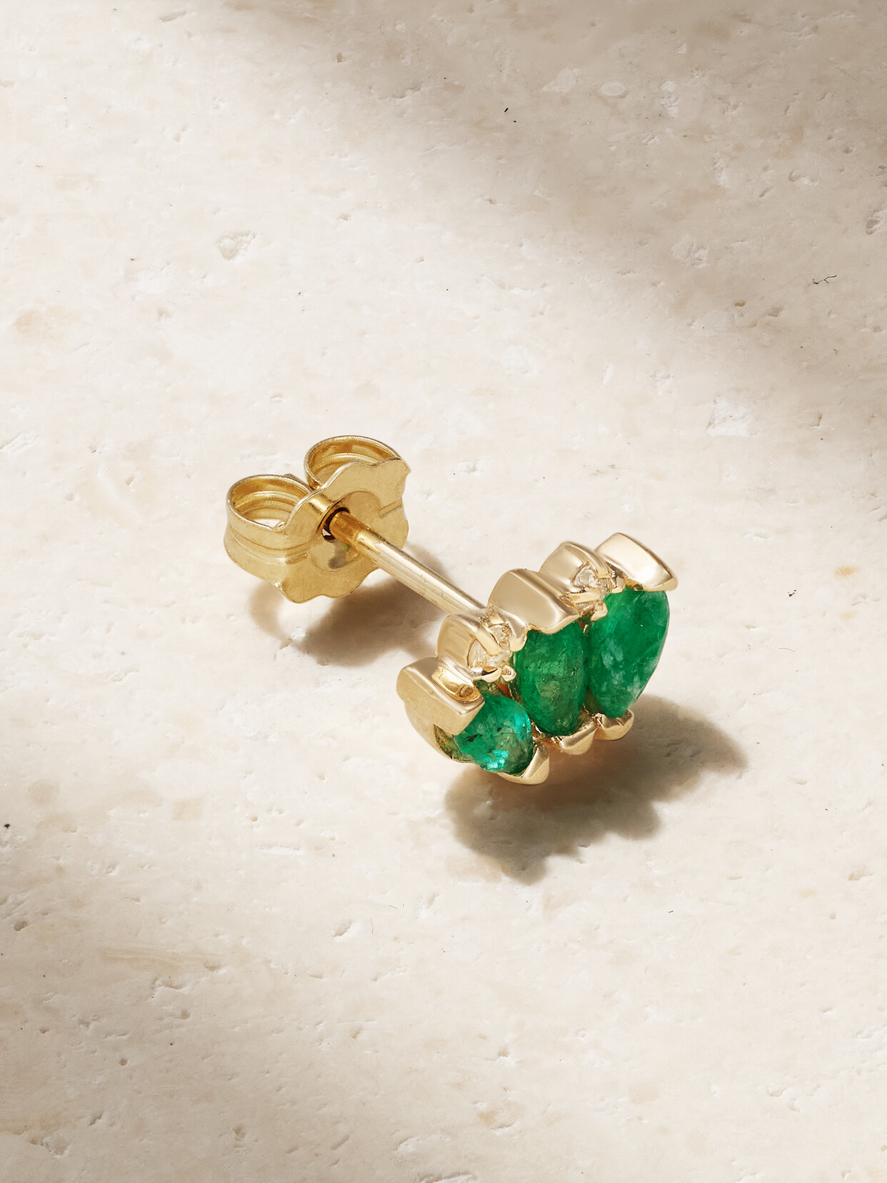 Stone And Strand 10-karat Gold, Emerald And Diamond Single Earring