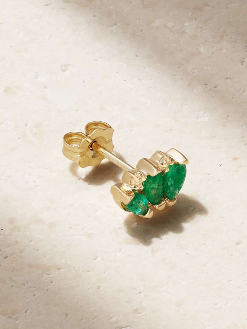 STONE AND STRAND 10-karat Gold, Emerald And Diamond Single Earring