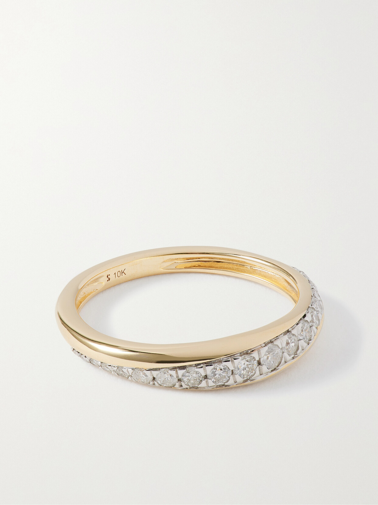 Stone And Strand Twist 10-karat Gold Diamond Ring