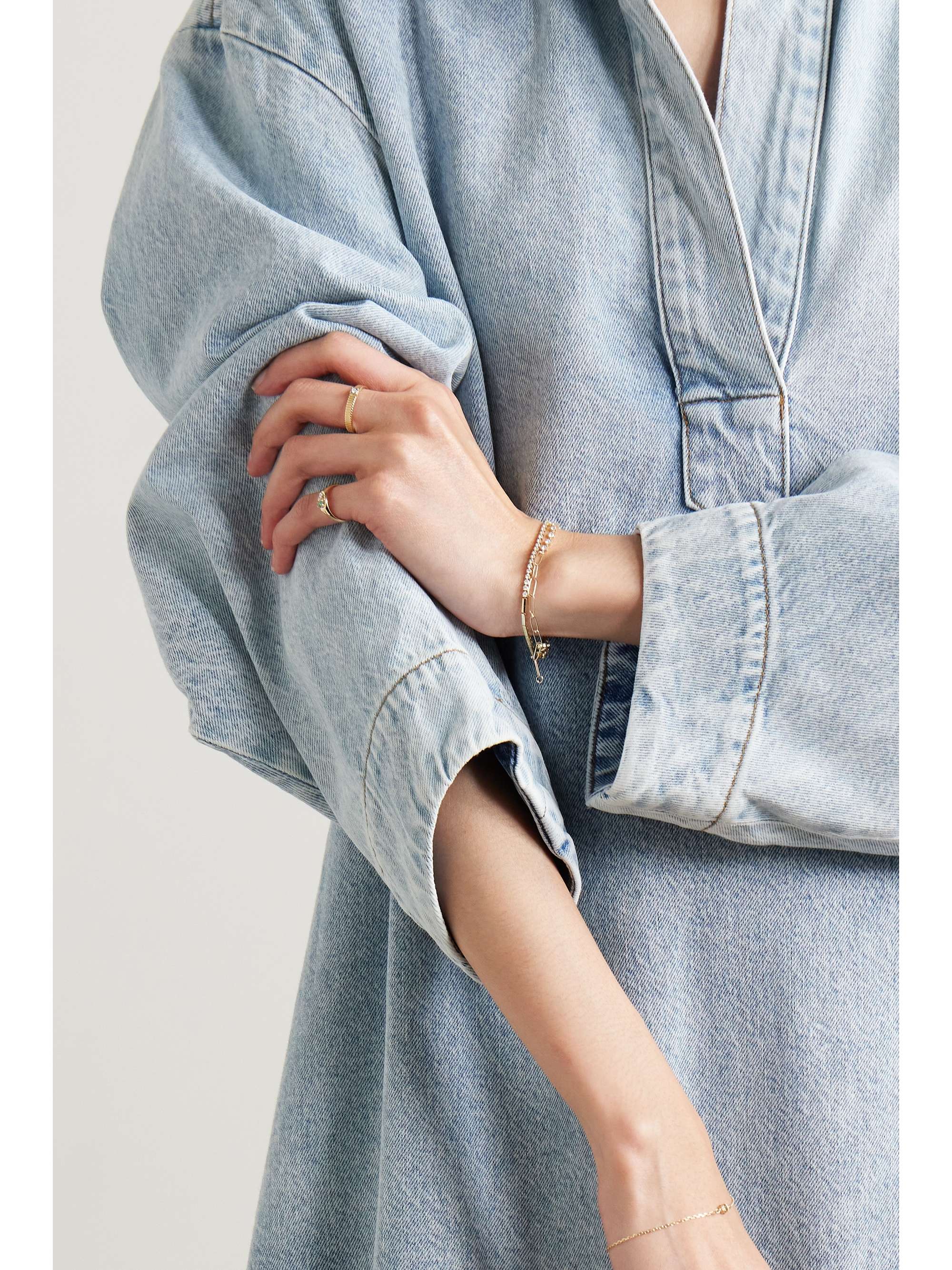 STONE AND STRAND Ribbed Illusion 10karat yellow and white gold diamond