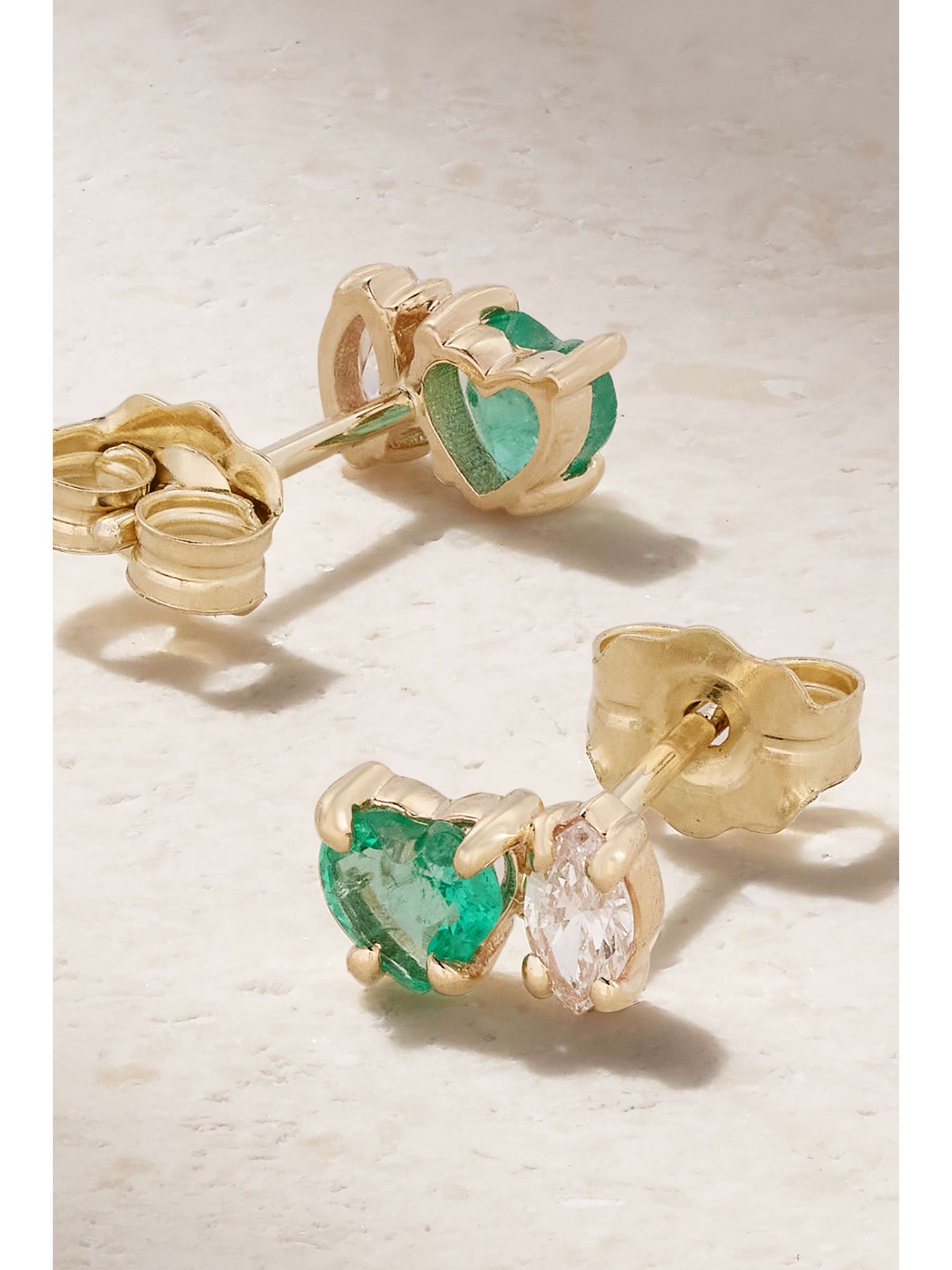 STONE AND STRAND 10karat gold, emerald and diamond earrings NETAPORTER