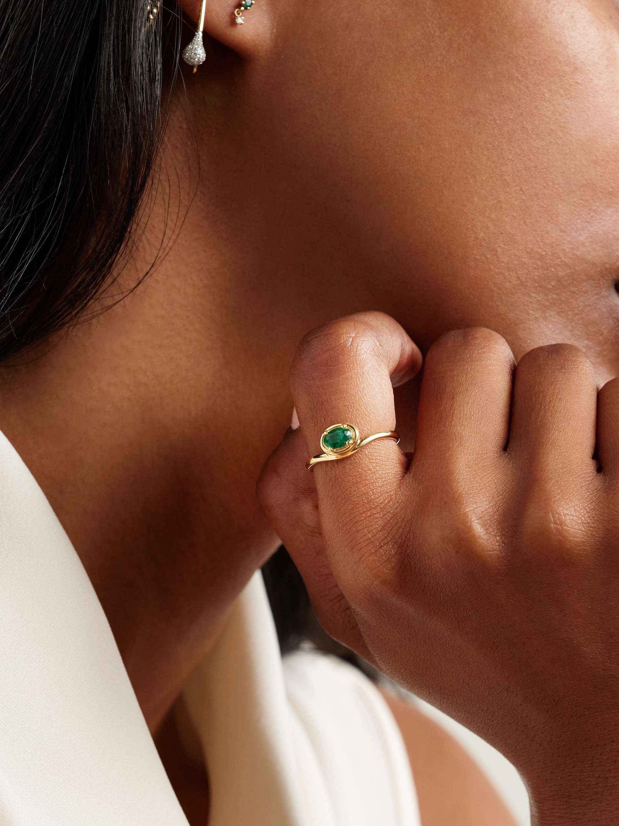 STONE AND STRAND Bonbon Merge 10karat gold emerald ring NETAPORTER