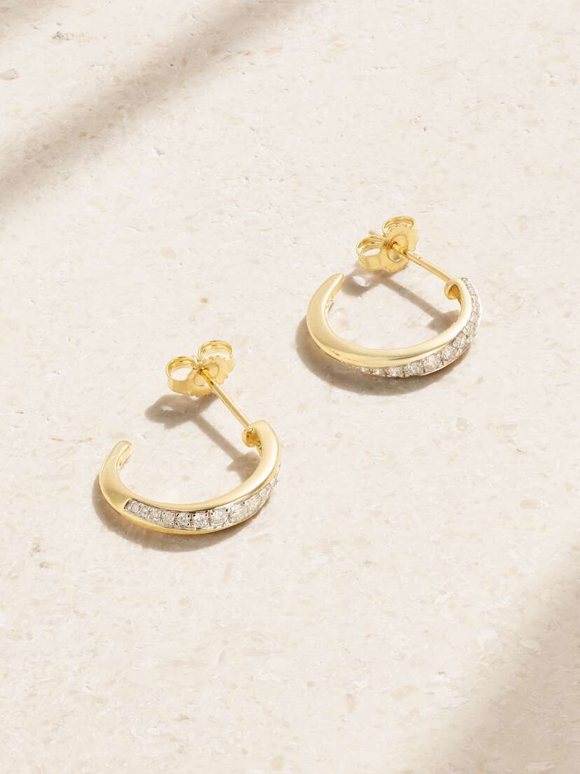 STONE AND STRAND 10-karat Gold Diamond Earrings