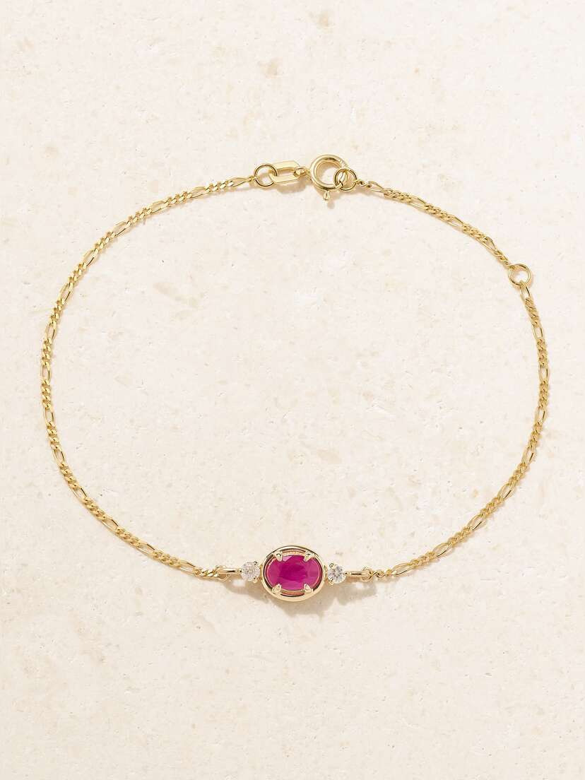STONE AND STRAND Bonbon 10-karat Gold, Ruby And Diamond Bracelet