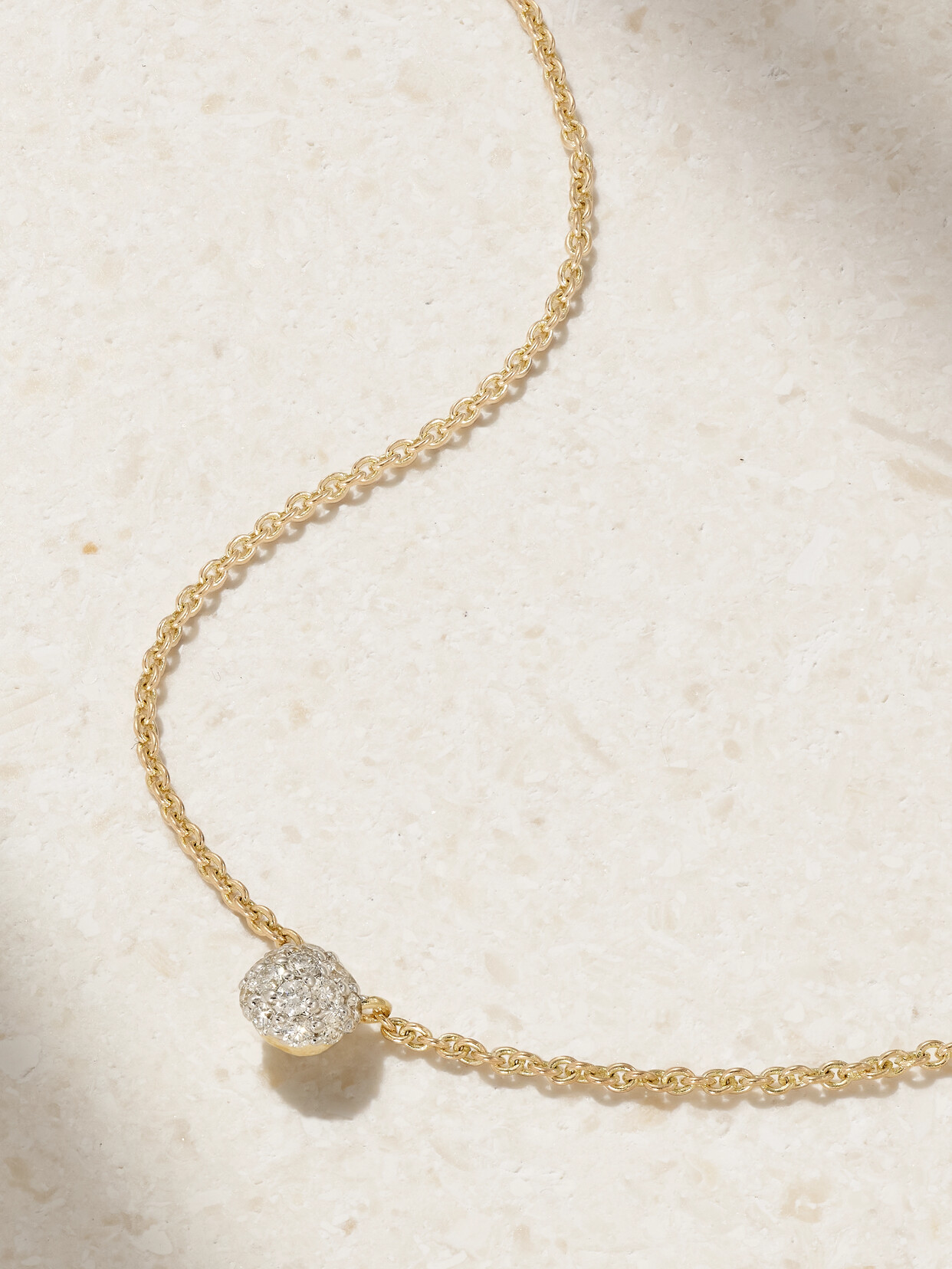 Stone And Strand Dainty Mirror Ball 10-karat Gold Diamond Necklace