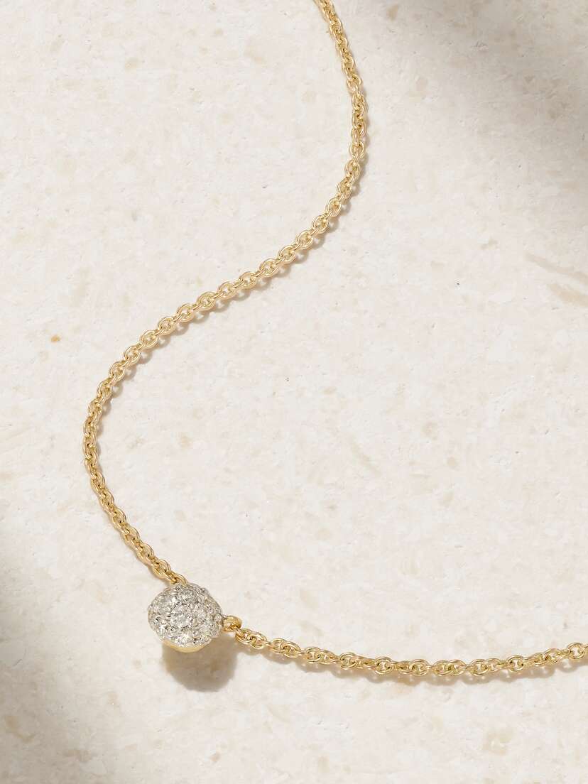 STONE AND STRAND Dainty Mirror Ball 10-karat Gold Diamond Necklace