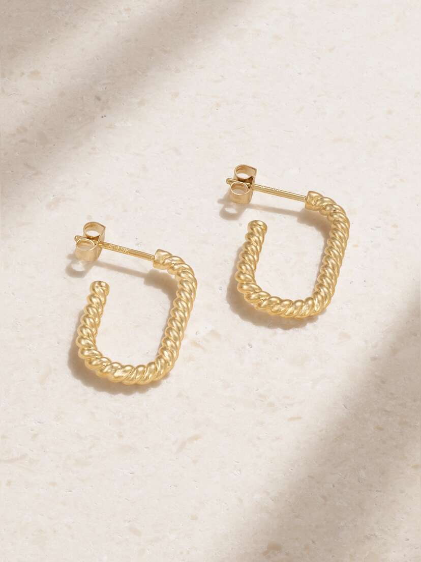 STONE AND STRAND Twist 10-karat Gold Hoop Earrings