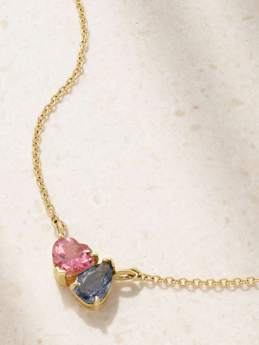 STONE AND STRAND Just The Two Of Us 10-karat Gold, Sapphire And Tourmaline Necklace