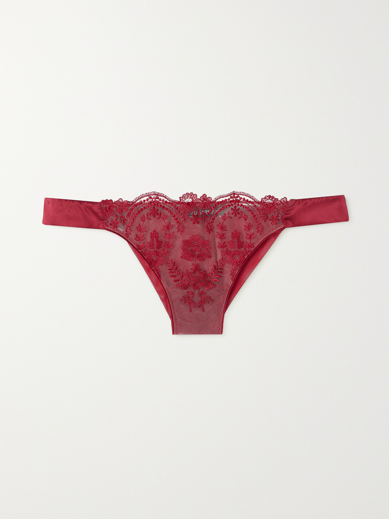 I.D. Sarrieri - + Net Sustain Tuscan Holiday Satin-trimmed Embroidered Tulle Thong - x large