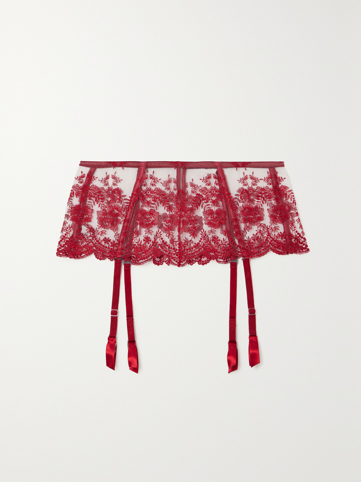 I.D. Sarrieri - Tuscan Holiday Satin-trimmed Embroidered Tulle Suspender Belt - x small