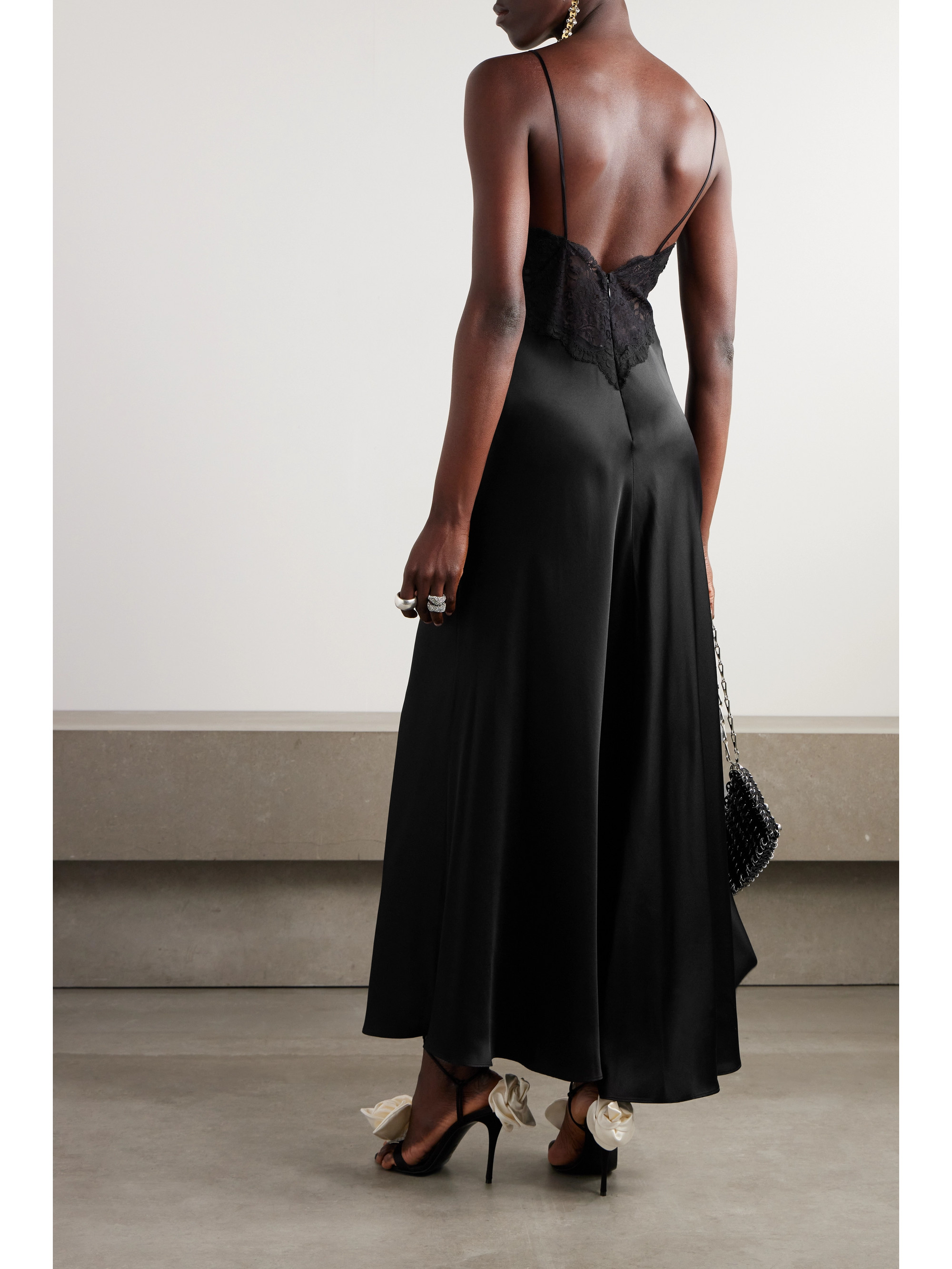black lace mermaid dress with sleeves Final Sale Plus Size Full Length Lace Mermaid Gown with Tulle in Black main image 1