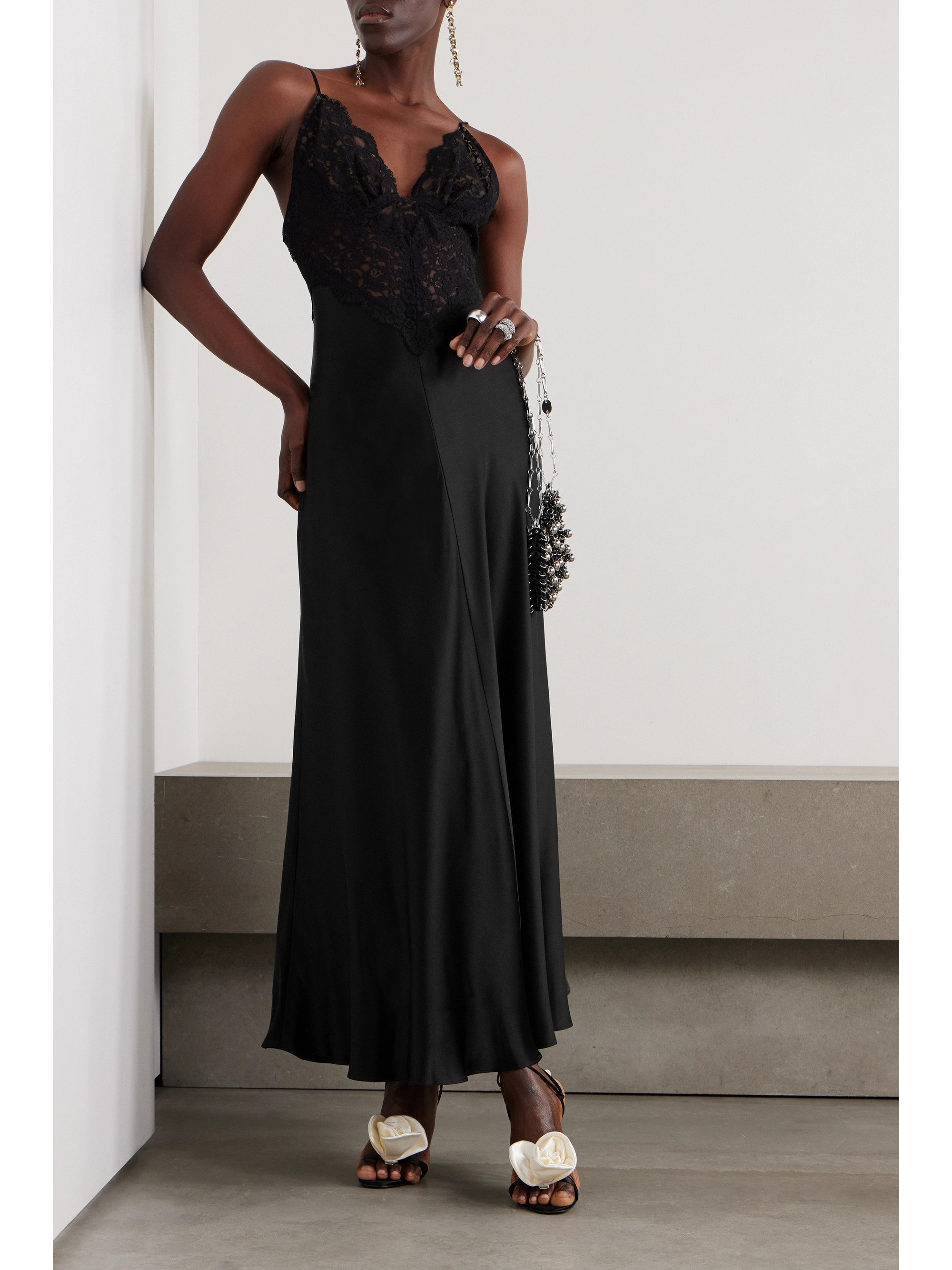 Rodarte - Silk-satin and cotton-blend lace maxi dress | Plush