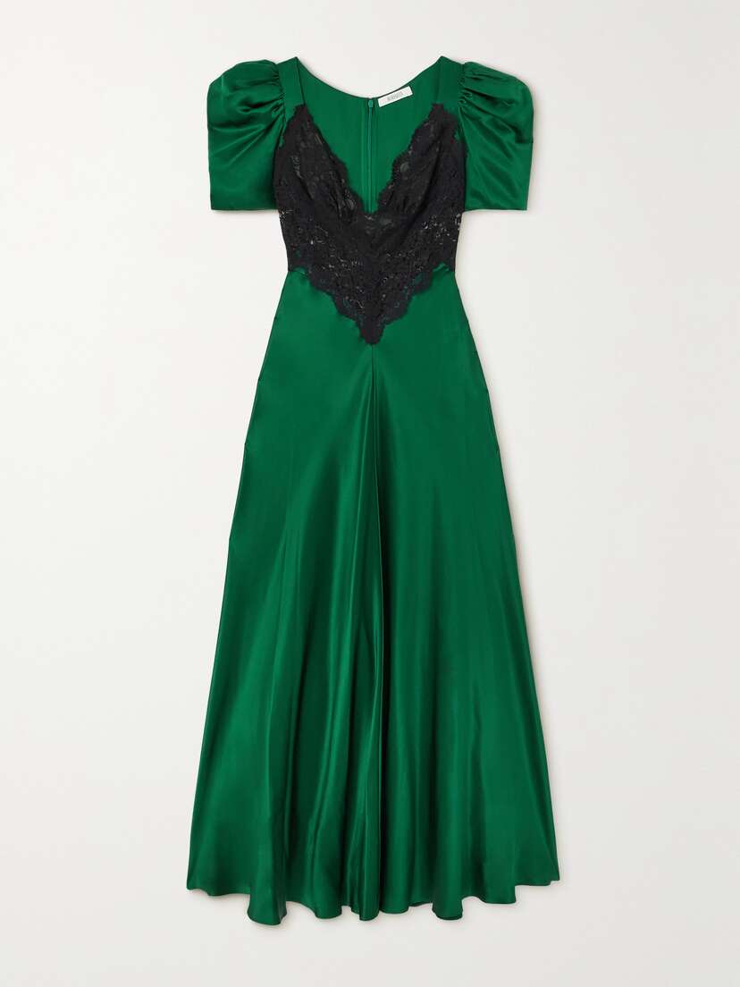 Rodarte Lace-trimmed Silk-satin Maxi Dress