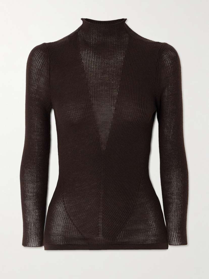 Wolford + Net Sustain Aurora Ribbed Wool Turtleneck Sweater