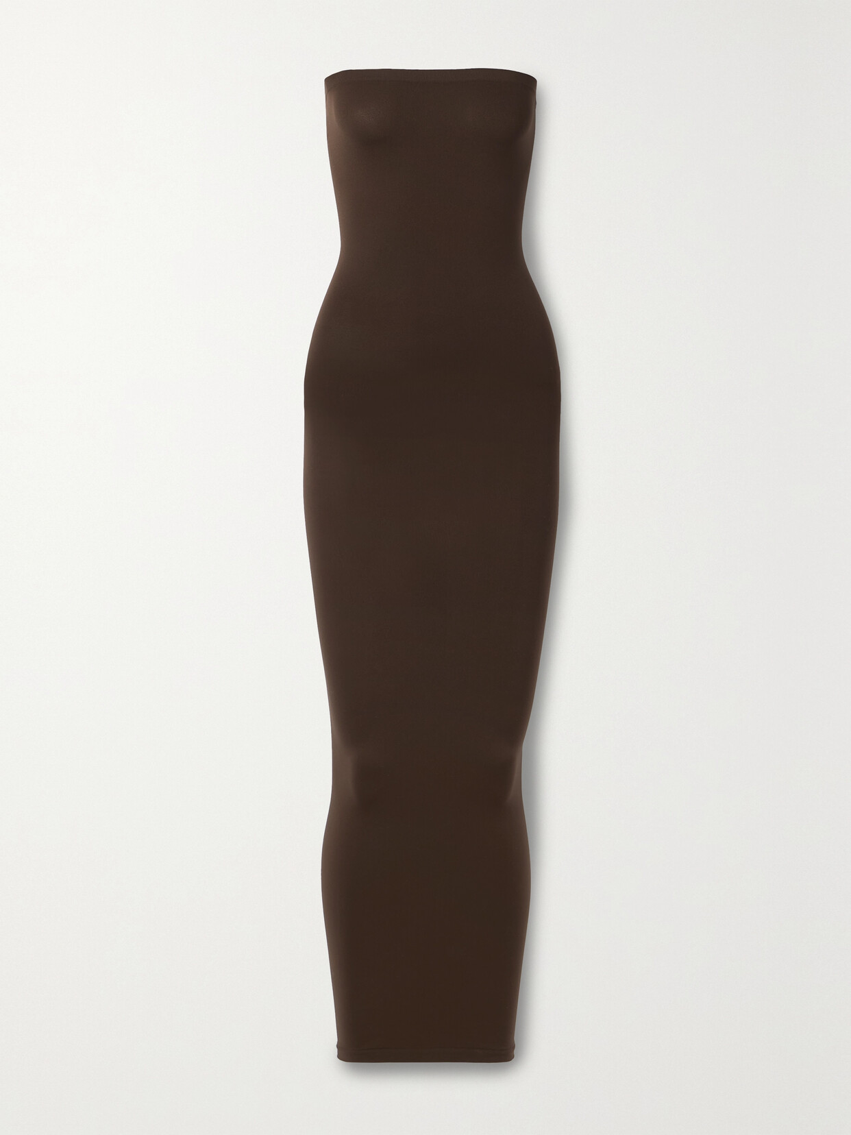 Shop Wolford + Net Sustain Fatal Strapless Stretch-jersey Maxi Dress In Brown