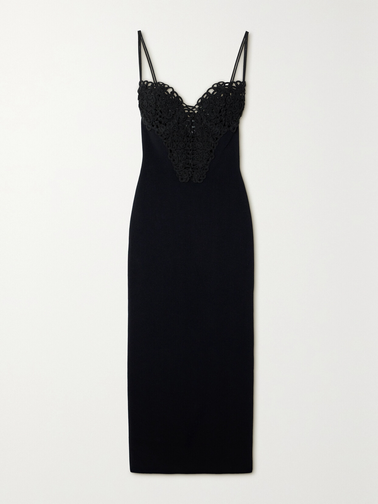 Galvan - Spiral Appliquéd Ribbed Jersey Maxi Dress - Black
