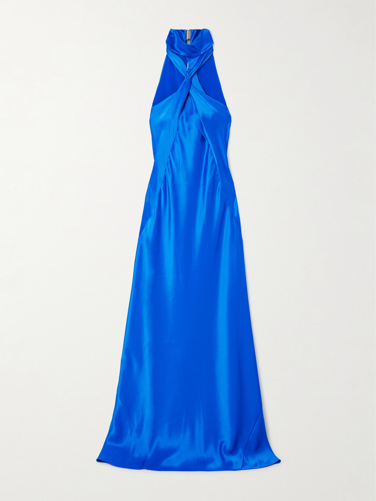 Galvan Portico Satin Halterneck Gown In Blue