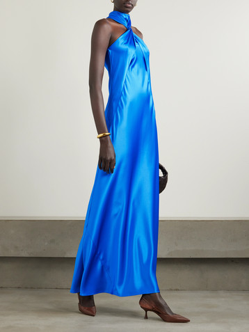 Galvan Portico satin halterneck gown