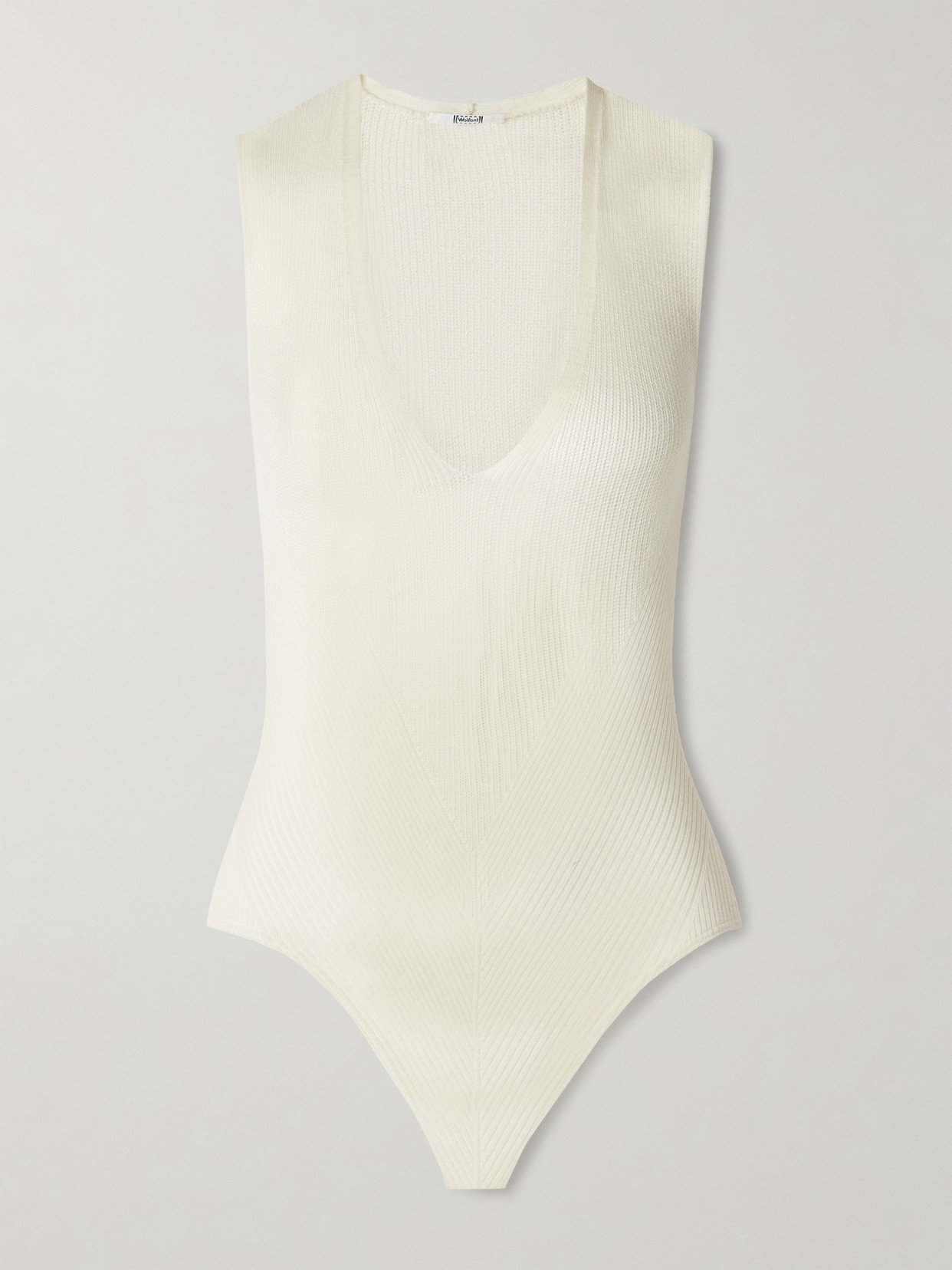 Wolford + Net Sustain Aurora Ribbed Wool Bodysuit In Ecru