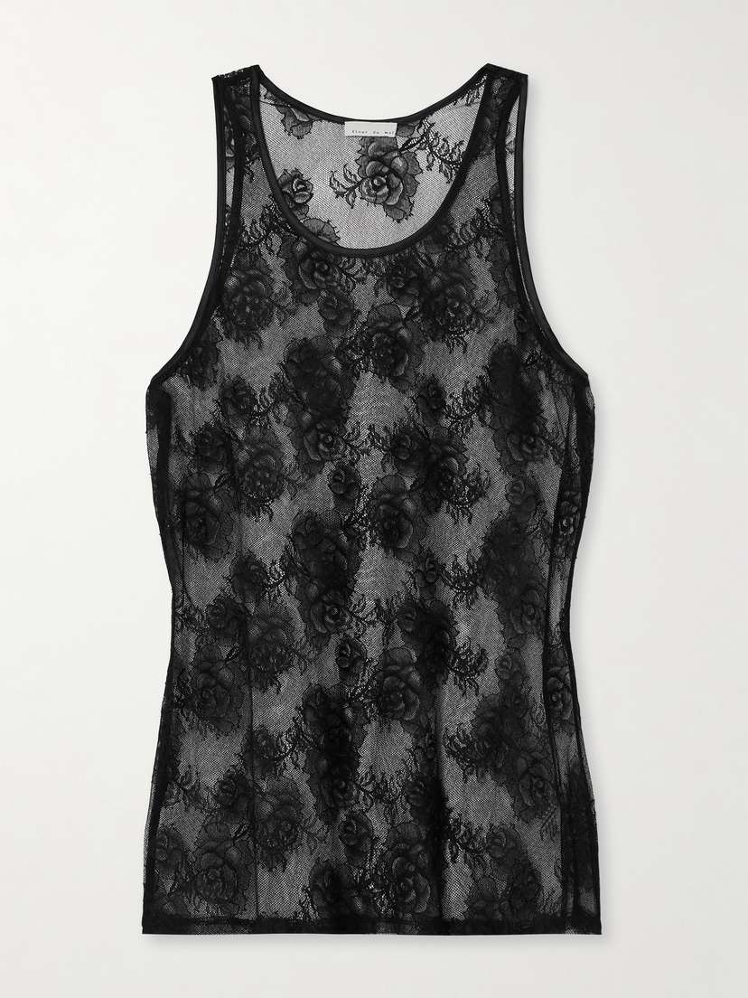 Fleur du Mal Silk-blend Satin-trimmed Lace Tank