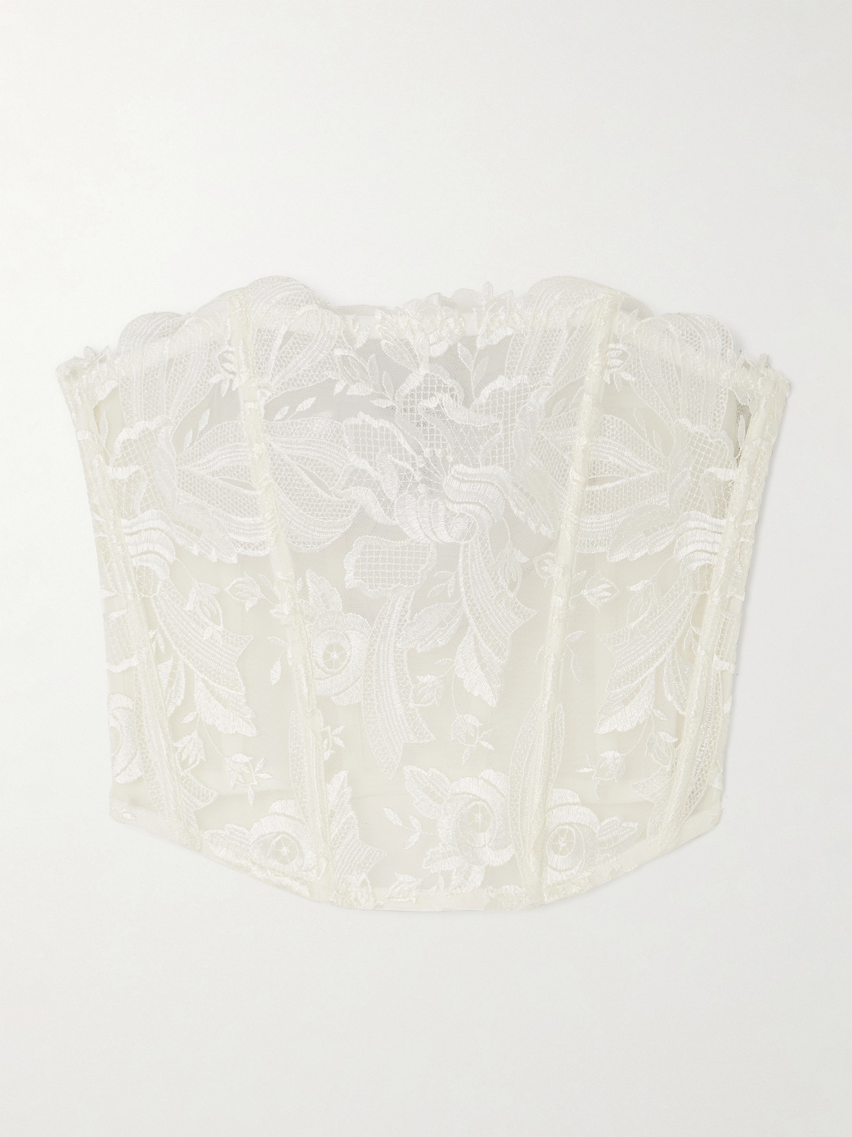 Fleur du Mal - Guipure Lace And Tulle Bustier Top - Ivory