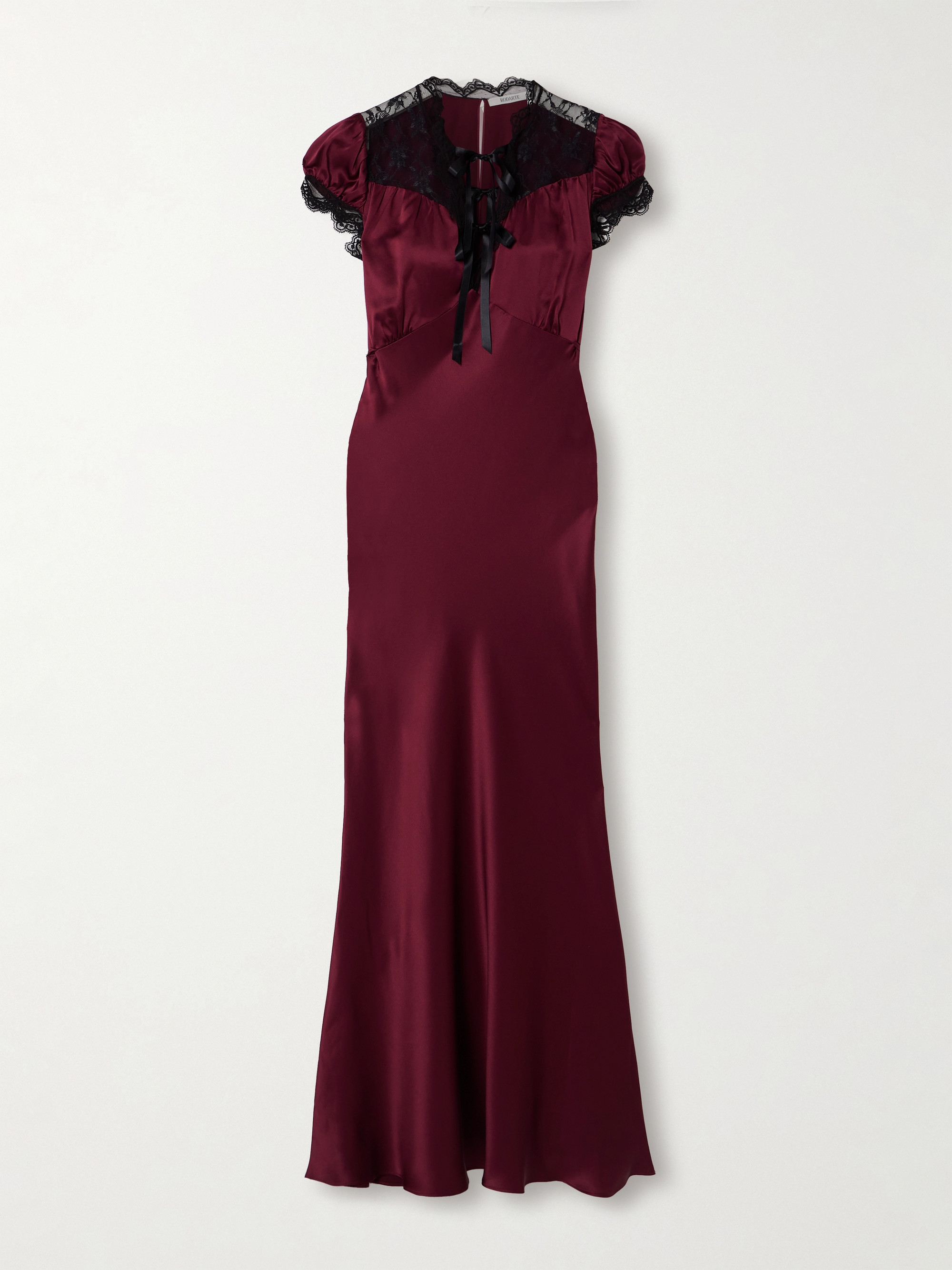 Rodarte Lace-trimmed silk-satin midi dress thumbnail
