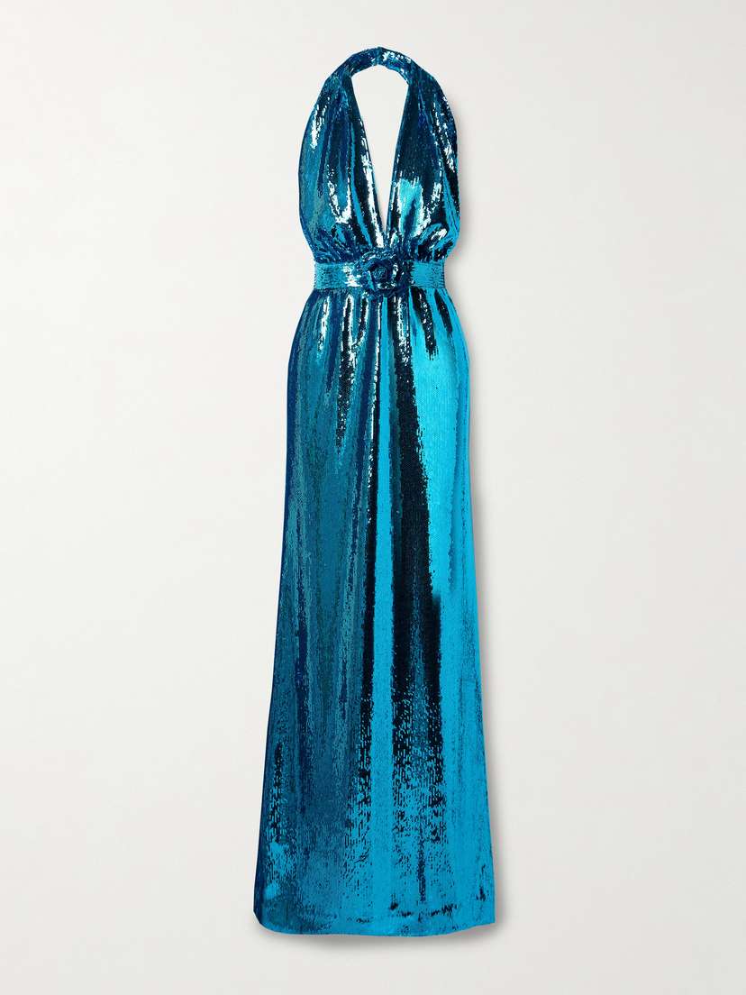 Rodarte Embellished Sequinned Tulle Halterneck Gown