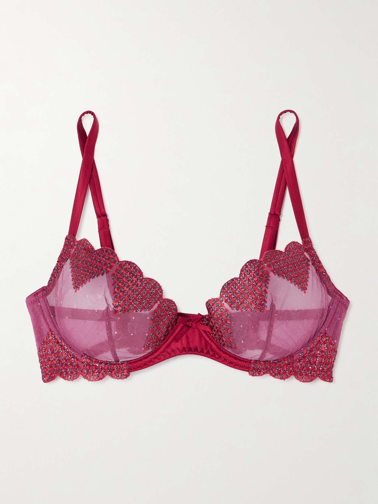 Fleur du Mal - + Net Sustain Metallic Embroidered Tulle Underwired Soft-cup Bra - 34D