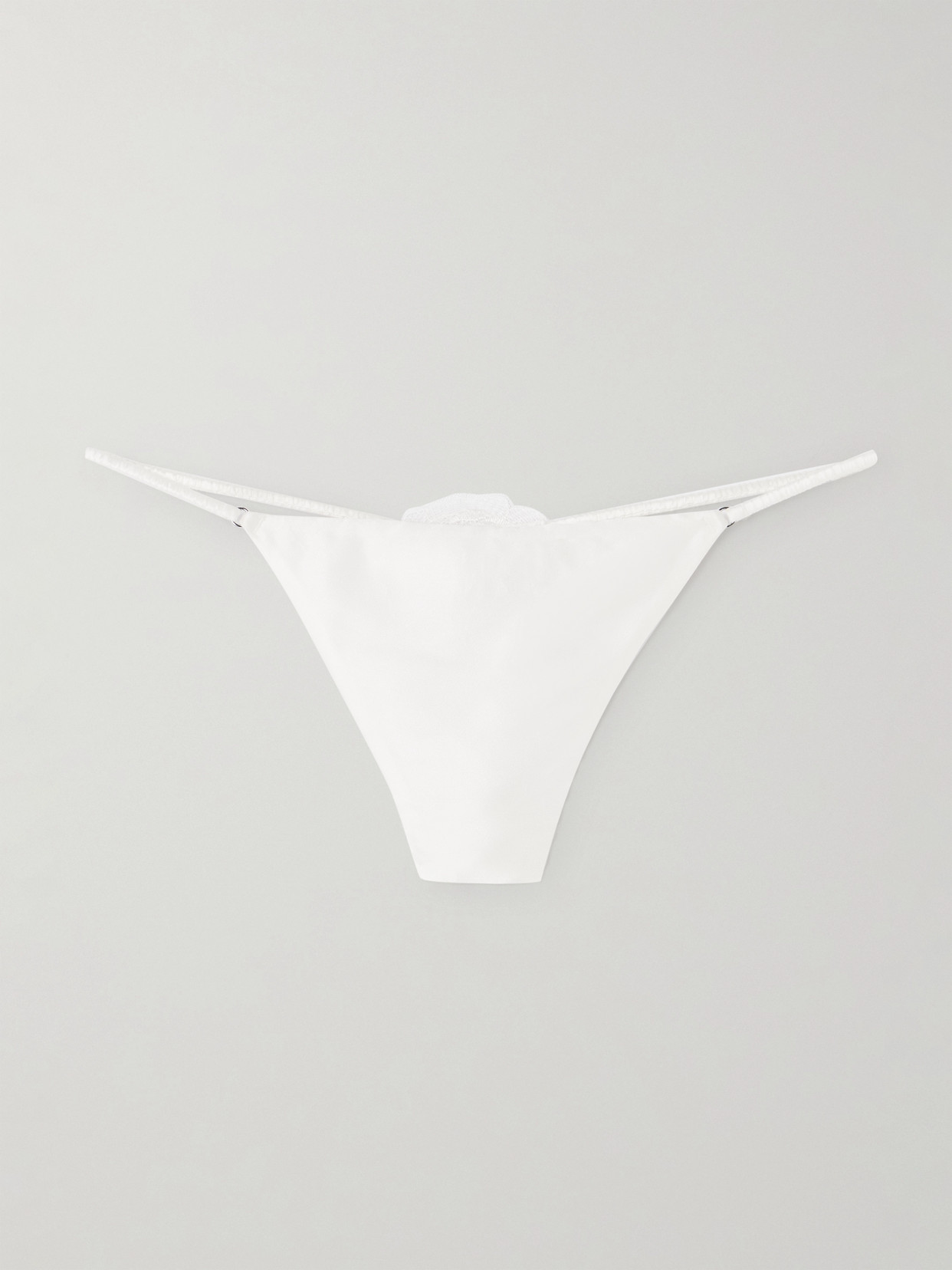 Fleur du Mal - Rose Luxe Appliquéd Stretch-silk Thong - Ivory