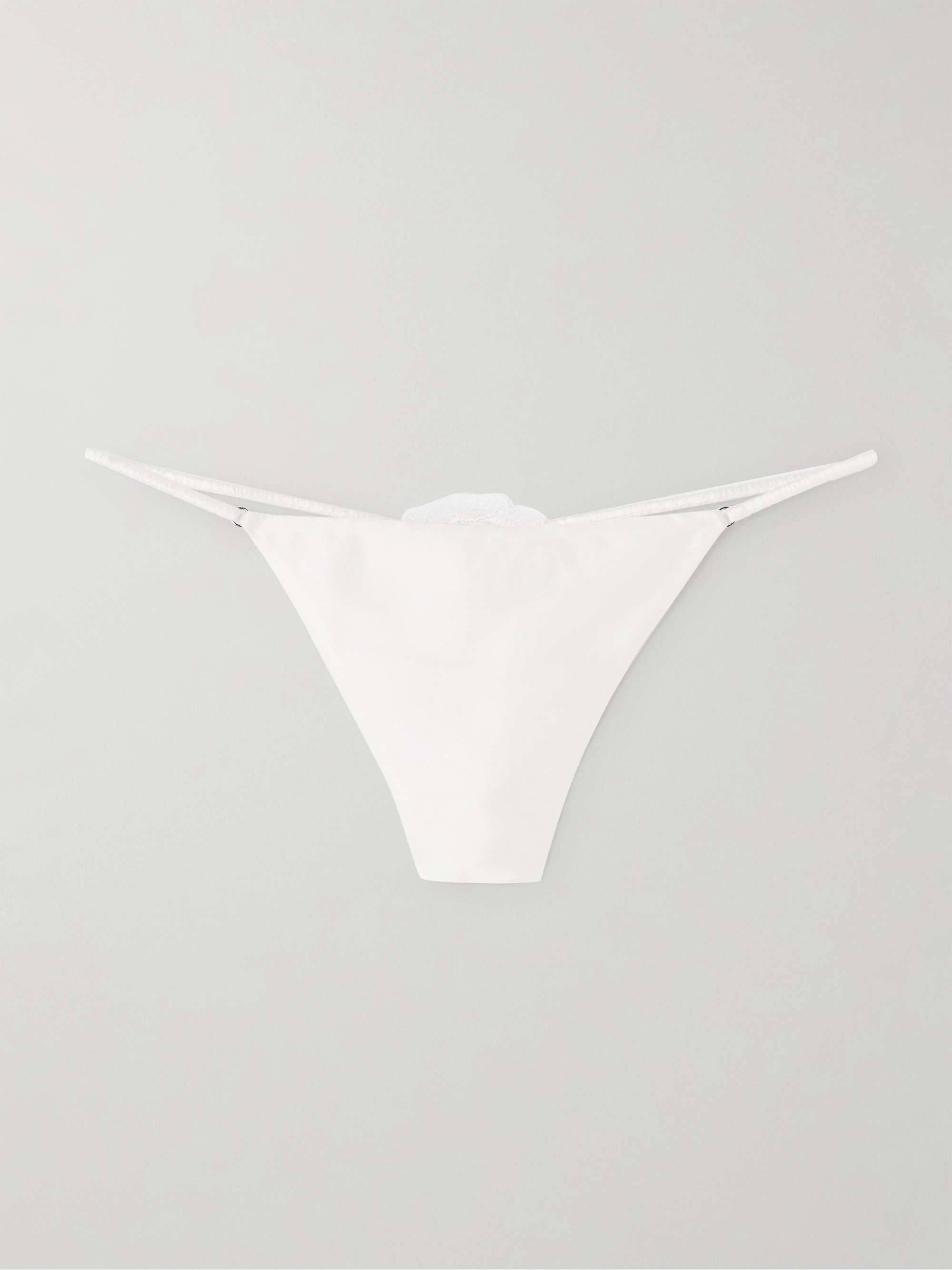 FLEUR DU MAL Rose Luxe appliquéd stretch-silk thong | NET-A-PORTER