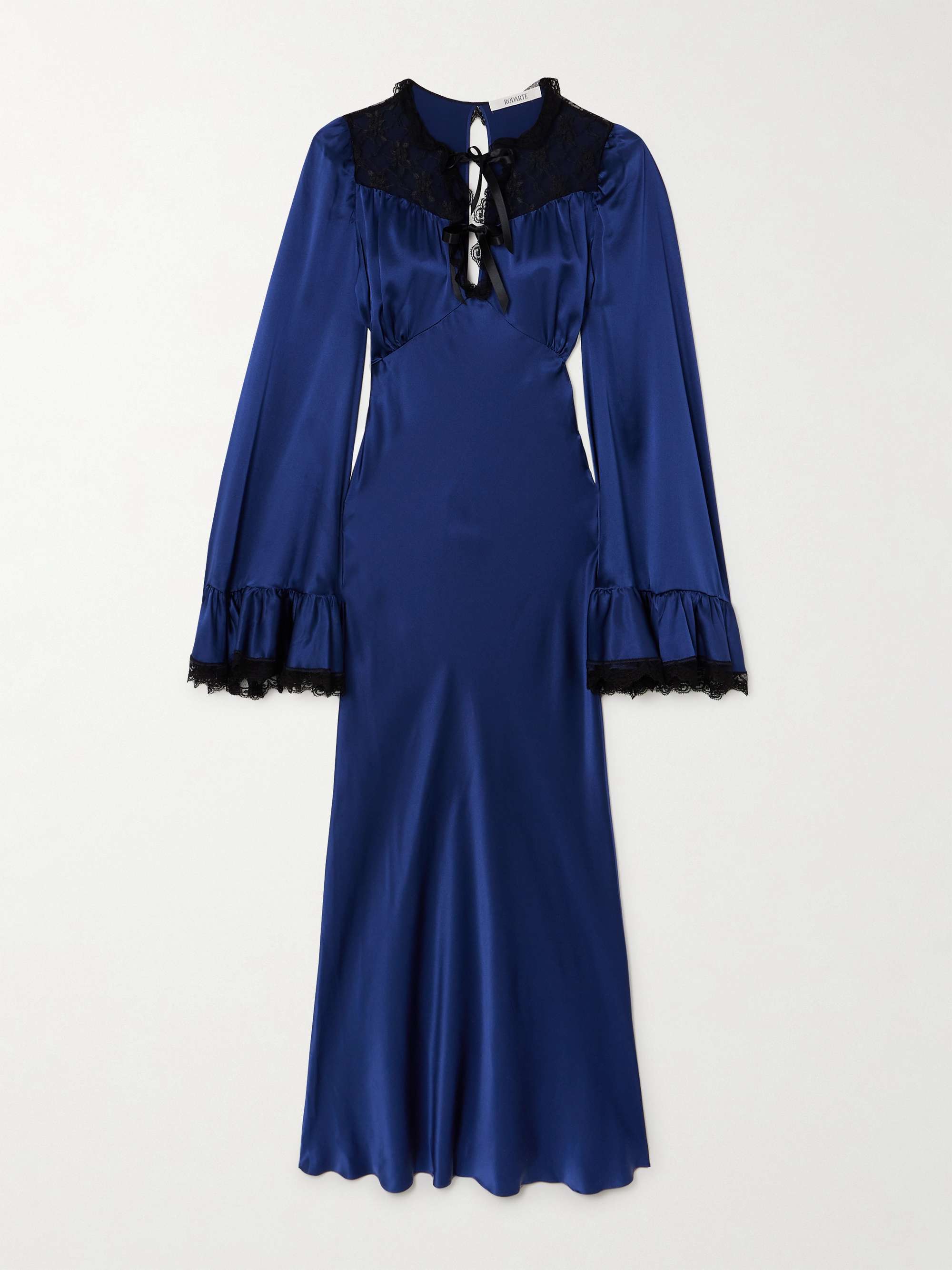 Ruffle and lace detail midi dress hotsell