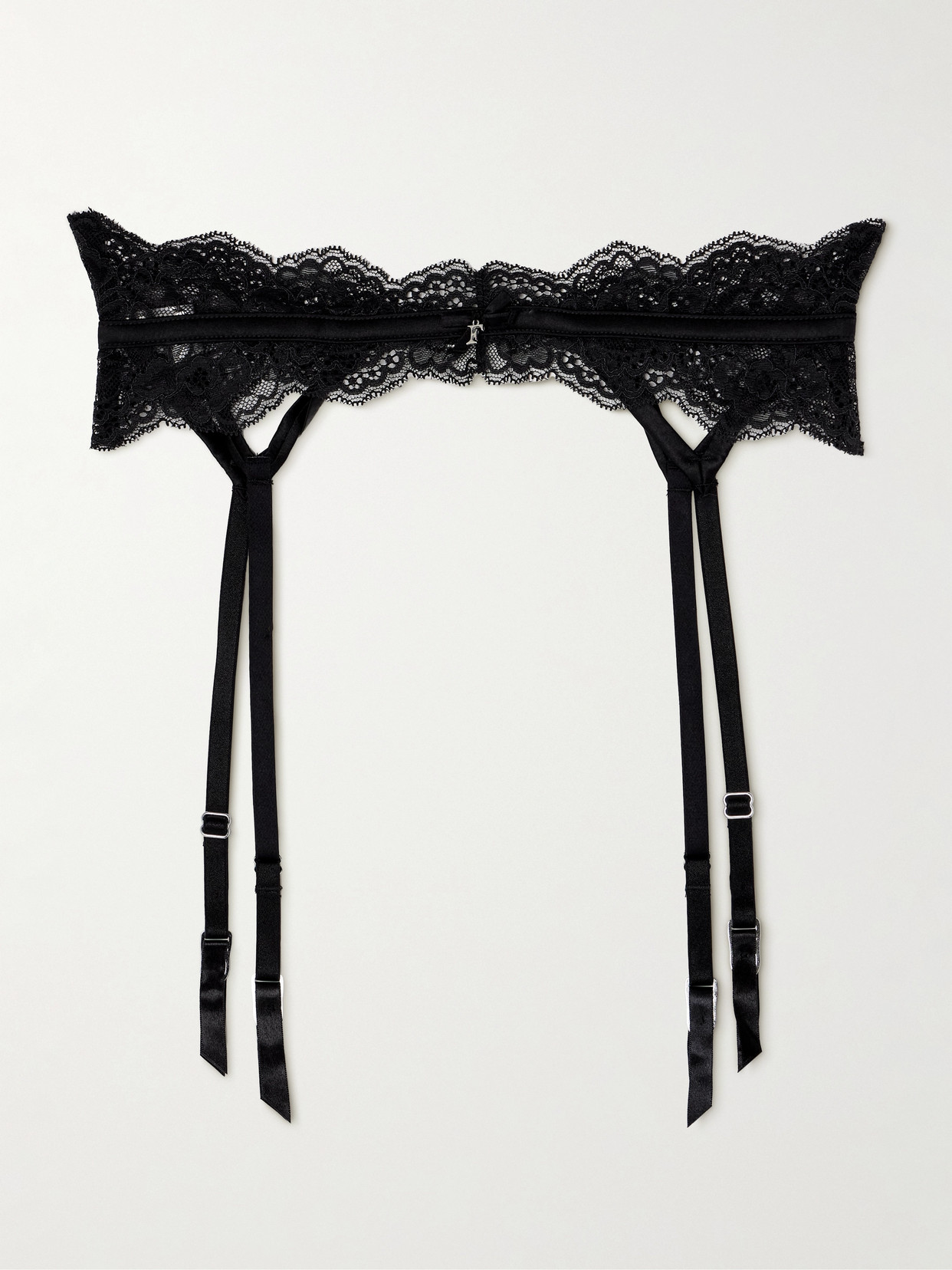 Fleur du Mal Naomi Lace And Stretch-silk Satin Suspender Belt - Black