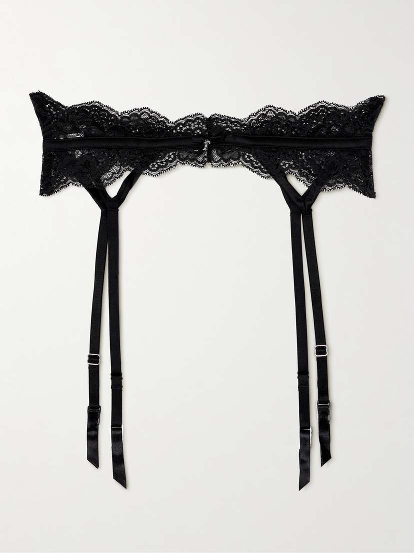 Fleur du Mal Naomi Lace And Stretch-silk Satin Suspender Belt