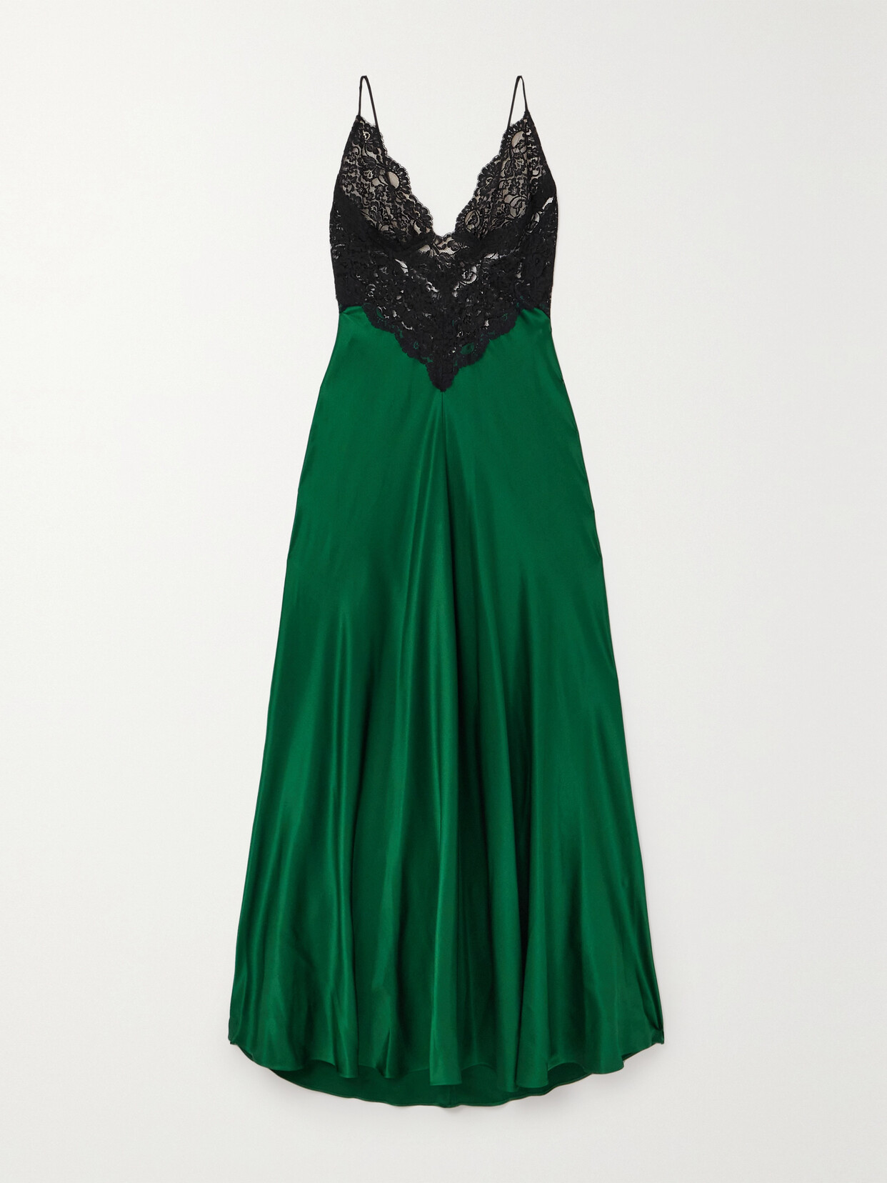 Rodarte - Silk-satin And Cotton-blend Lace Maxi Dress - Green